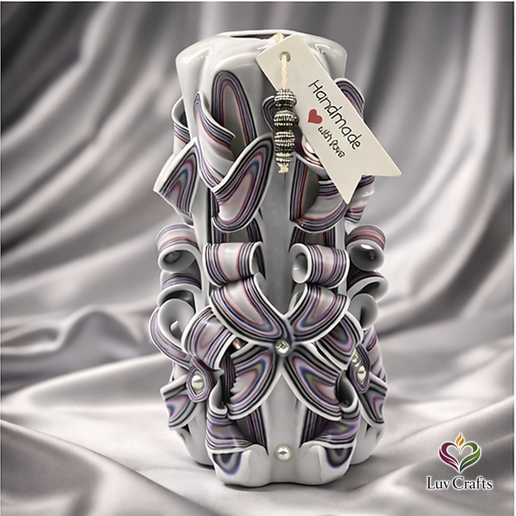 Midnight Violet Ribbons – Hand-Carved Luxury Candle