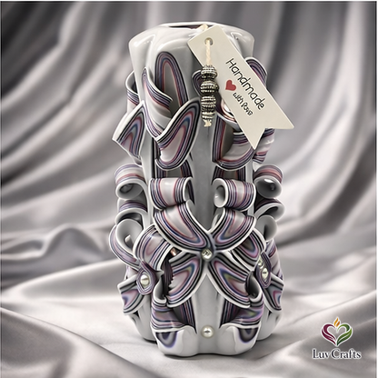 Midnight Violet Ribbons – Hand-Carved Luxury Candle