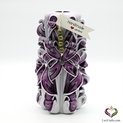 Amethyst Purple Ribbons – Hand-Carved Luxury Candle