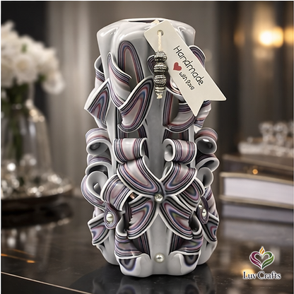 Midnight Violet Ribbons – Hand-Carved Luxury Candle