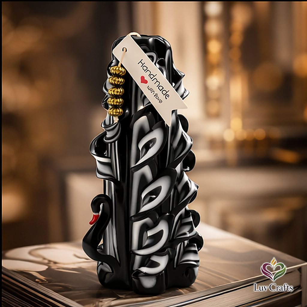 Noir Swan Ribbons – Hand-Carved Luxury Candle