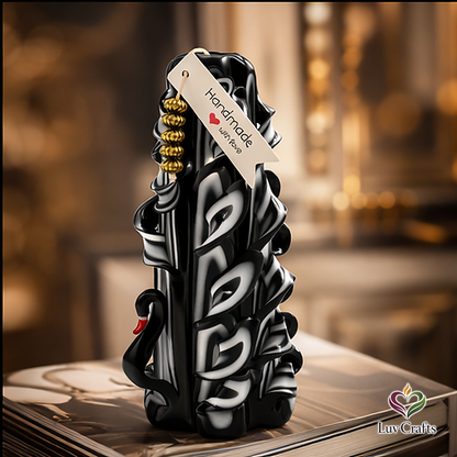 Noir Swan Ribbons – Hand-Carved Luxury Candle