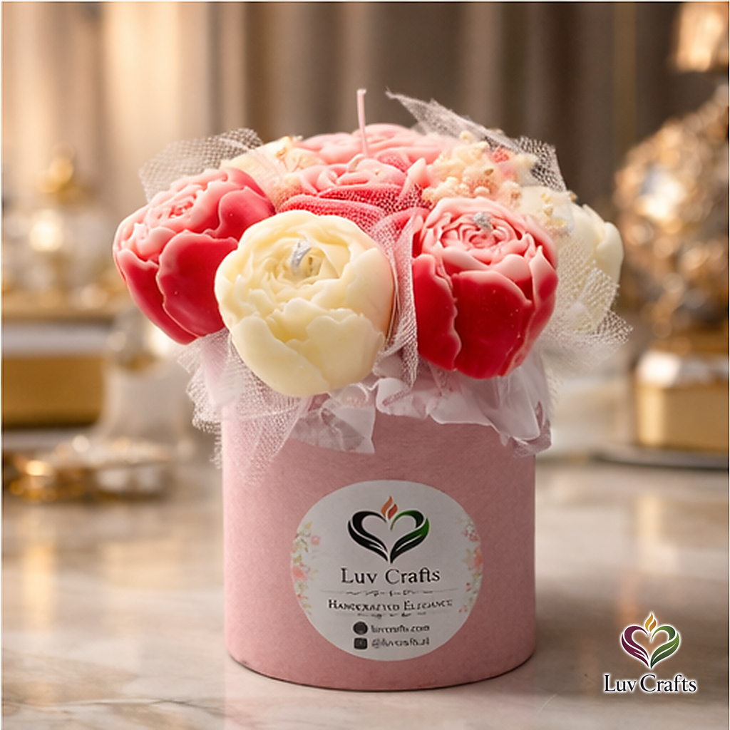 Blush Petite Bloom Box – Small Luxury Flower Candle Bouquet