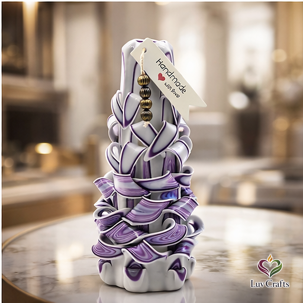 Violet Mist Ribbons – Hand-Carved Luxury Candle