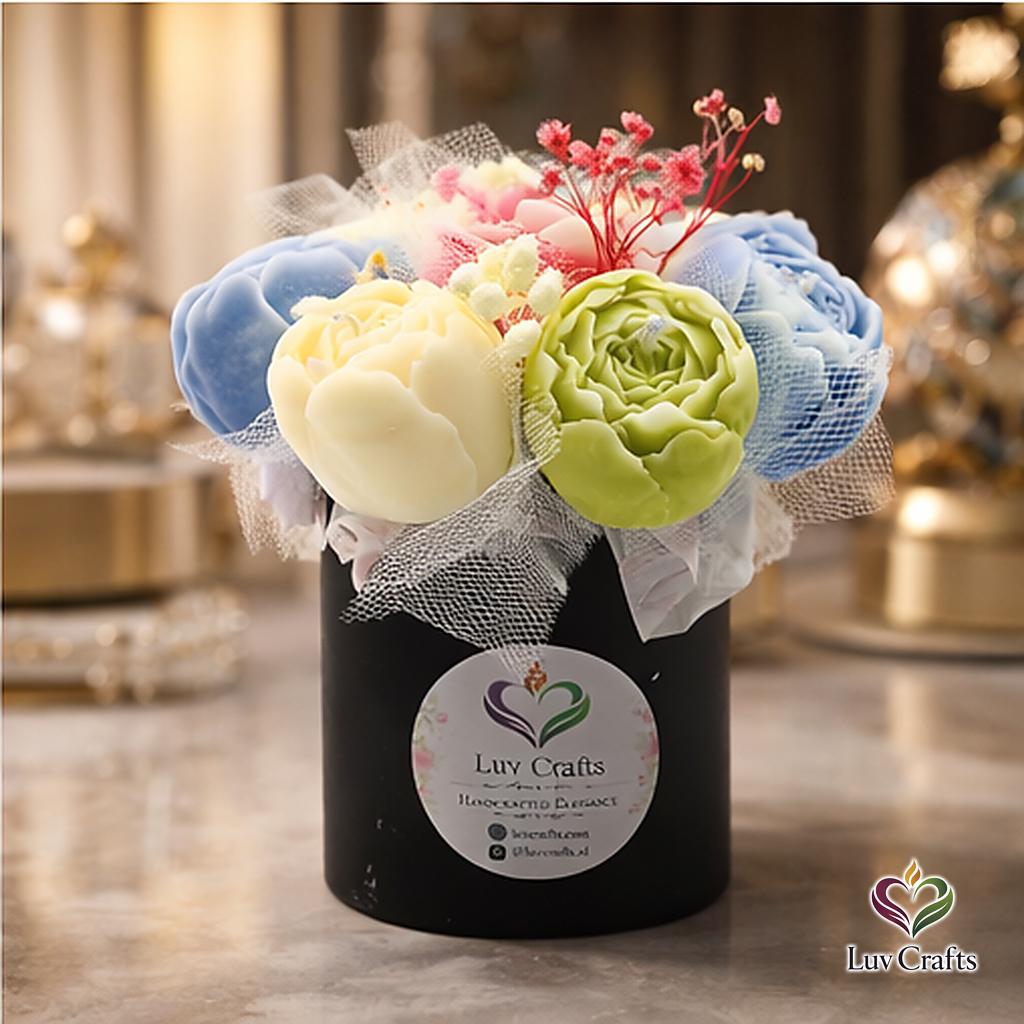 Pastel Garden Petite Bloom Box – Small Luxury Flower Candle Bouquet