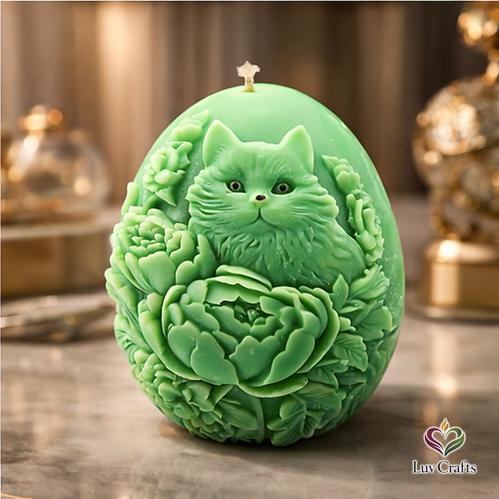 Mint Green Easter Egg Candle – Sculpted Luxury Edition