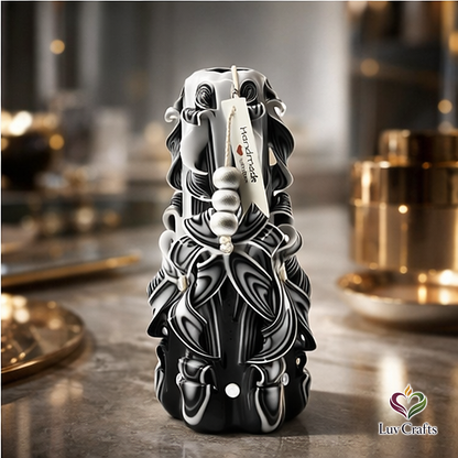 Noir Ivory Ribbons – Hand-Carved Luxury Candle