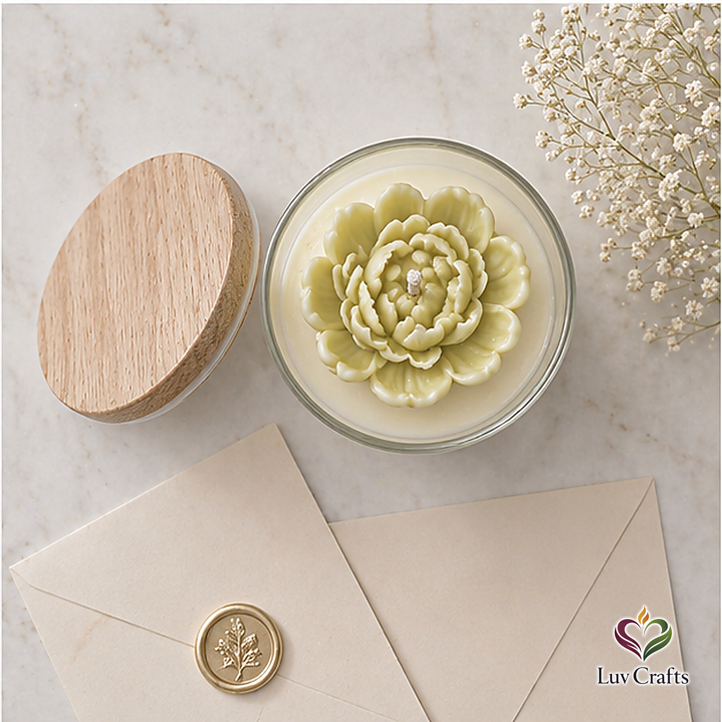 Soft Olive Heart Peony