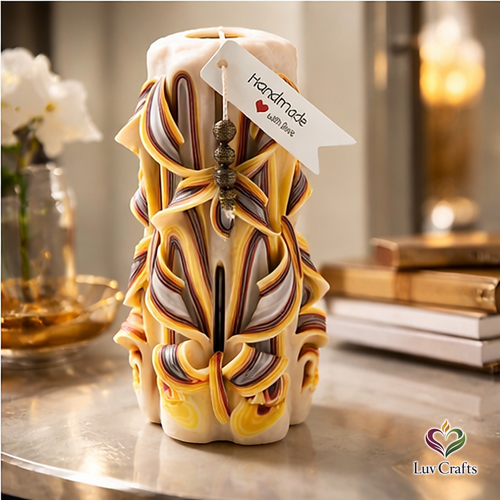 Solar Veil Ribbons – Hand-Carved Luxury Candle
