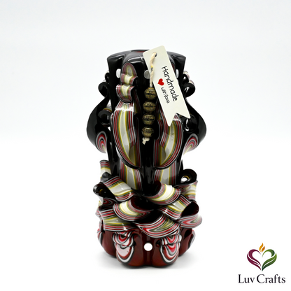 Crimson Noir Ribbons – Hand-Carved Luxury Candle