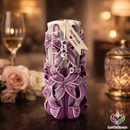 Royal Purple Ribbons – Hand-Carved Luxury Candle