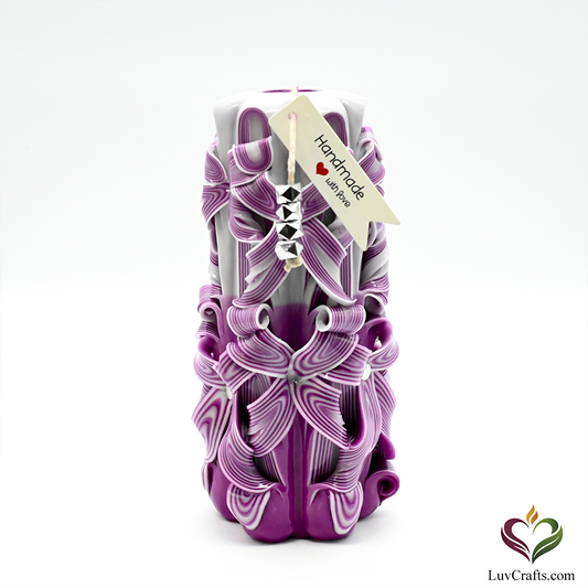 Royal Purple Ribbons – Hand-Carved Luxury Candle