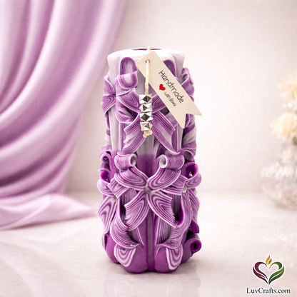 Royal Purple Ribbons – Hand-Carved Luxury Candle