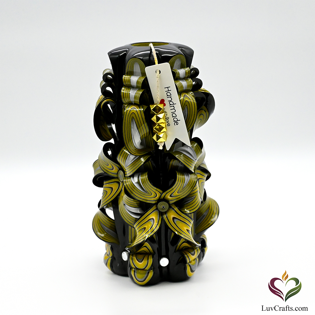 Obsidian Gold Ribbons – Hand-Carved Luxury Candle