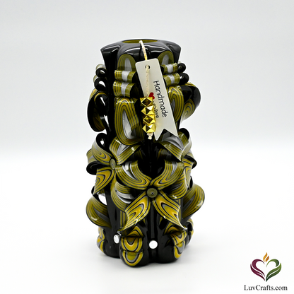 Obsidian Gold Ribbons – Hand-Carved Luxury Candle