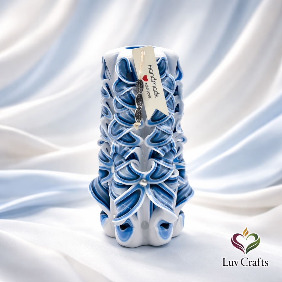 Arctic Blue Ribbons – Hand-Carved Luxury Candle