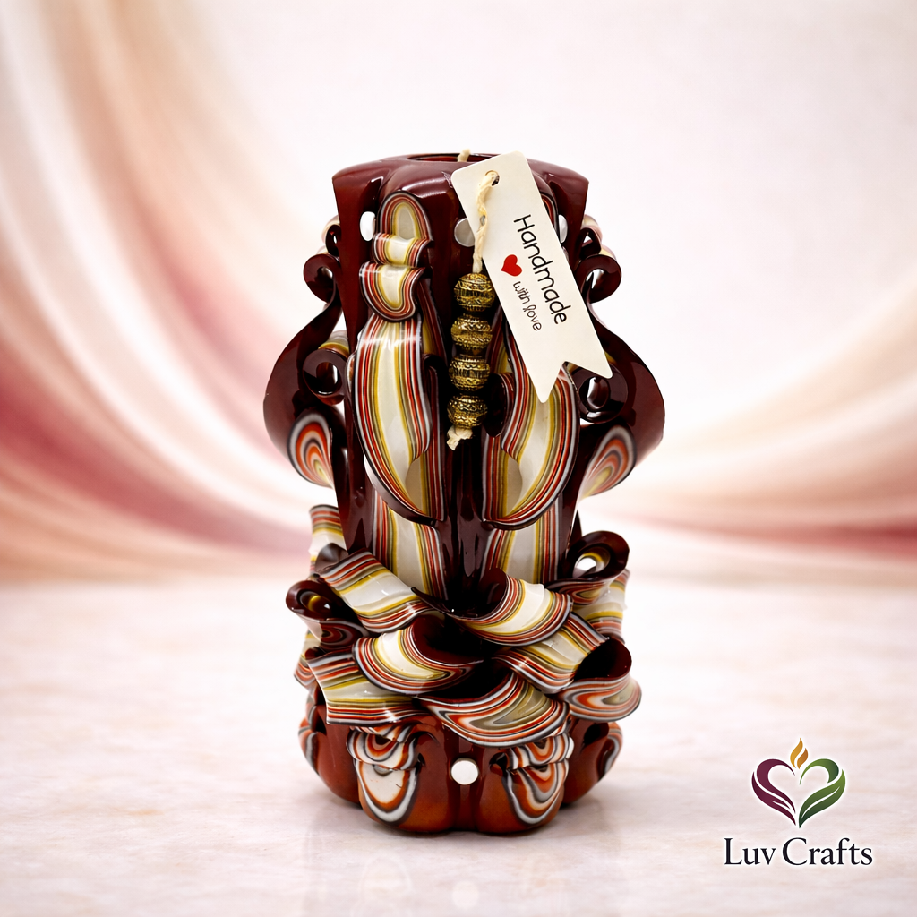 Crimson Noir Ribbons – Hand-Carved Luxury Candle