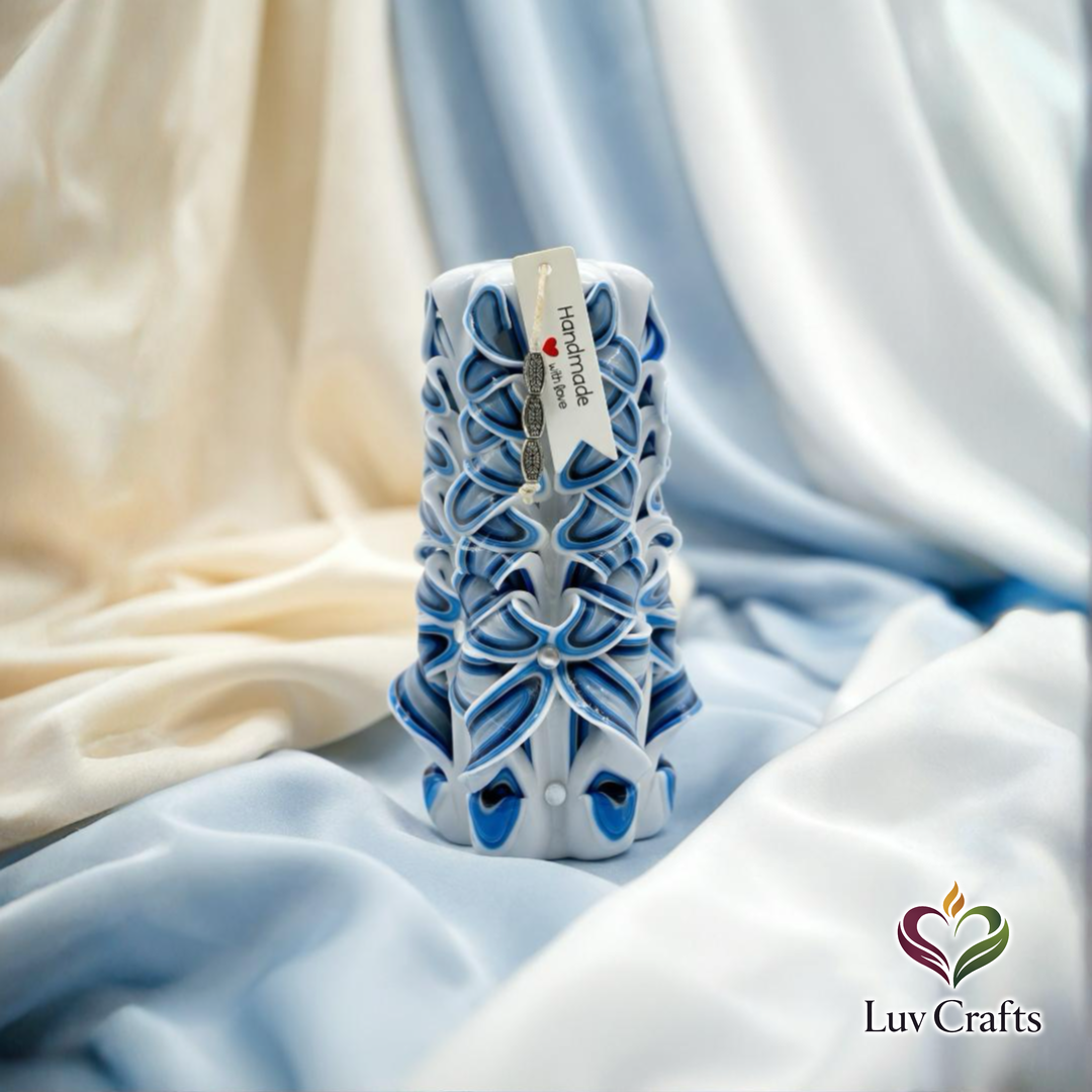 Arctic Blue Ribbons – Hand-Carved Luxury Candle