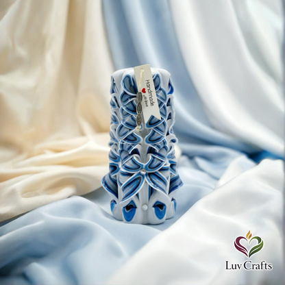 Arctic Blue Ribbons – Hand-Carved Luxury Candle