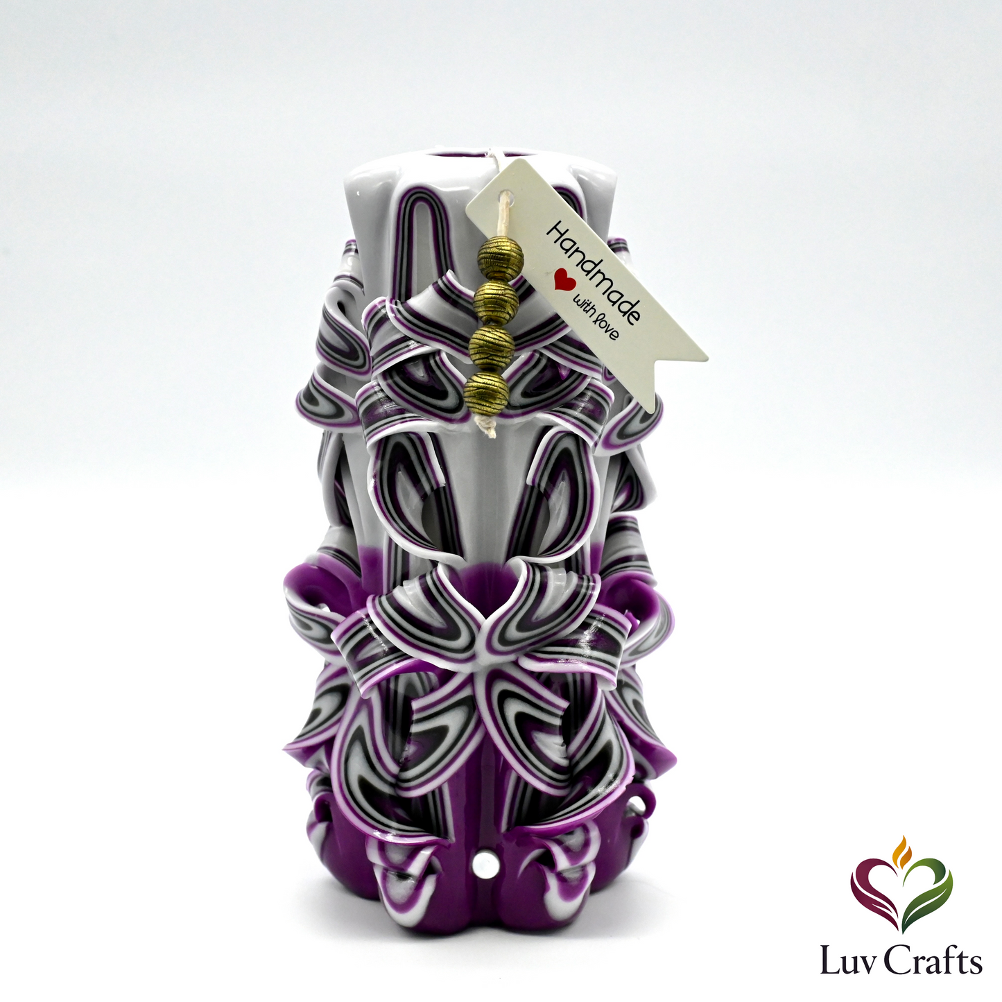 Velvet Amethyst Ribbons – Hand-Carved Luxury Candle