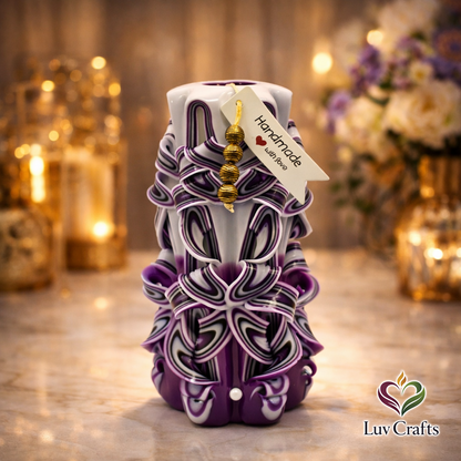 Velvet Amethyst Ribbons – Hand-Carved Luxury Candle
