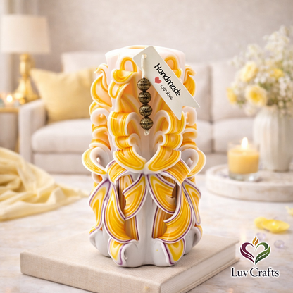 Sunlit Ivory Ribbons – Hand-Carved Luxury Candle