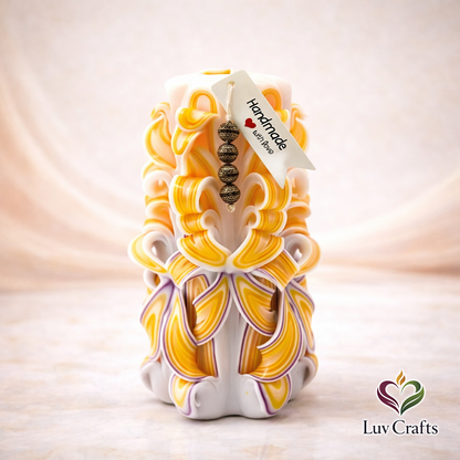 Sunlit Ivory Ribbons – Hand-Carved Luxury Candle