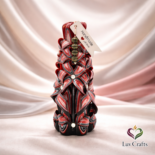 Scarlet Noir Ribbons – Hand-Carved Luxury Candle