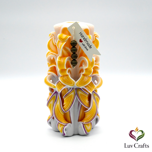 Sunlit Ivory Ribbons – Hand-Carved Luxury Candle