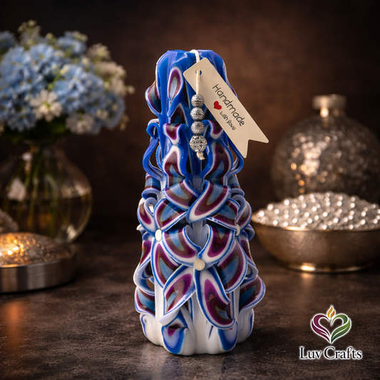Indigo Mist Ribbons – Hand-Carved Luxury Candle