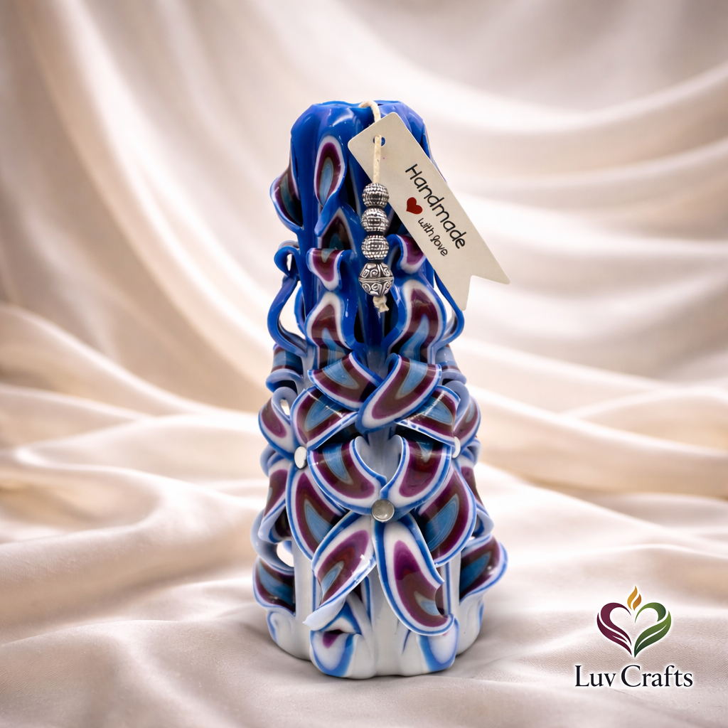 Indigo Mist Ribbons – Hand-Carved Luxury Candle