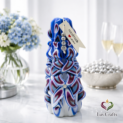 Indigo Mist Ribbons – Hand-Carved Luxury Candle