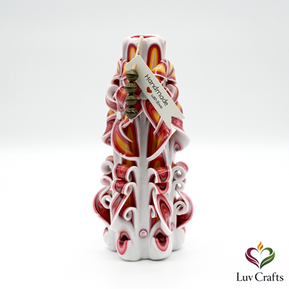 Crimson Ember Ribbons – Hand-Carved Luxury Candle