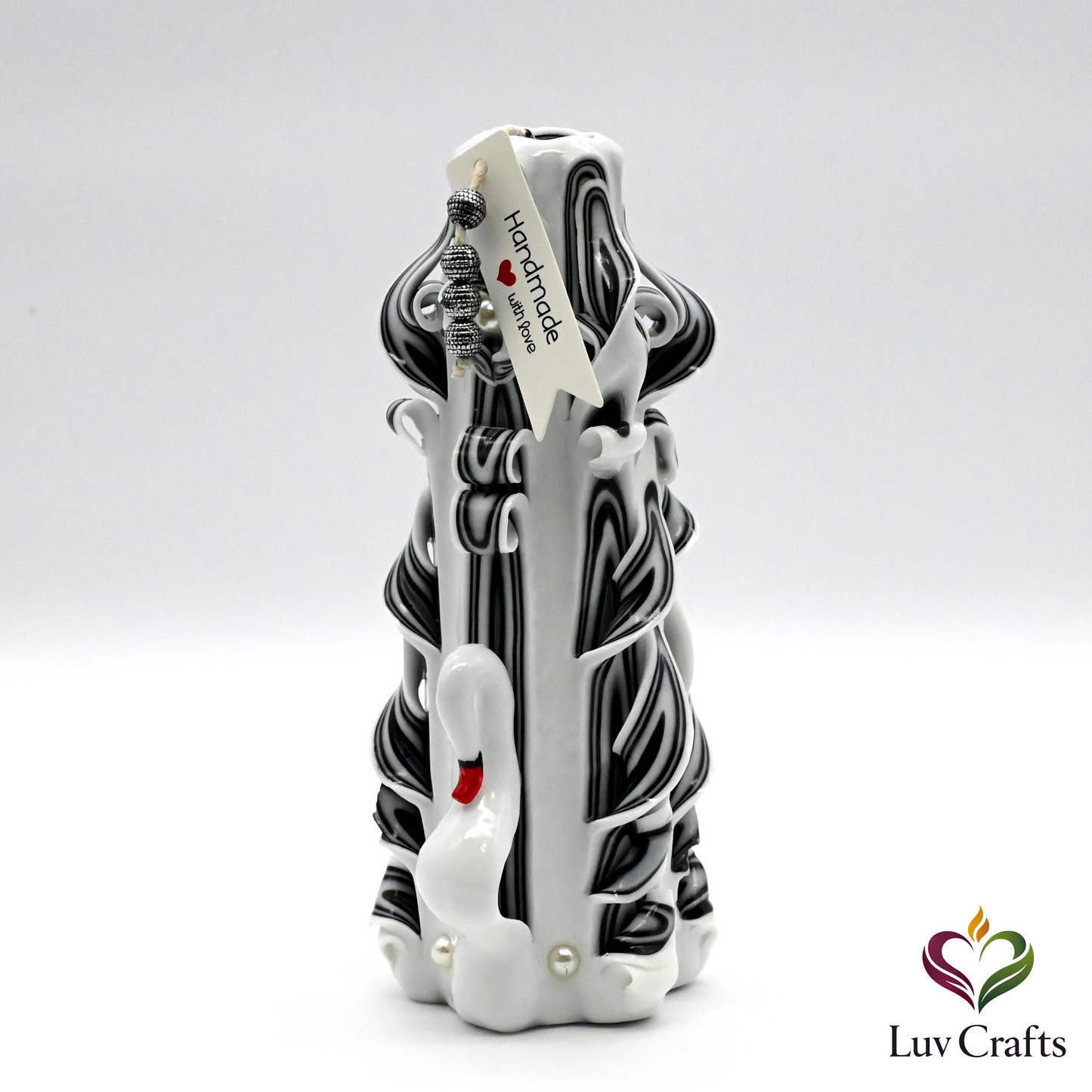 Ivory Noir Swan Ribbons – Hand-Carved Luxury Candle