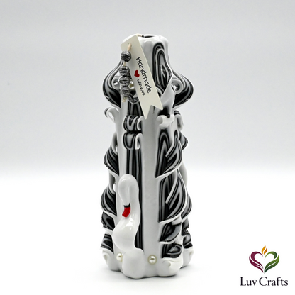 Ivory Noir Swan Ribbons – Hand-Carved Luxury Candle