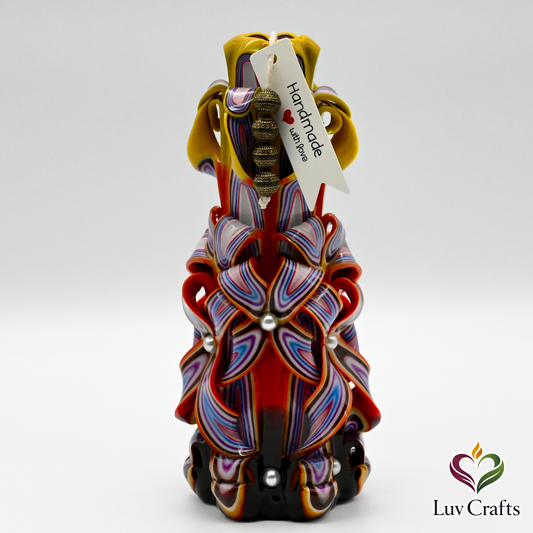 Golden Ember Ribbons – Hand-Carved Luxury Candle