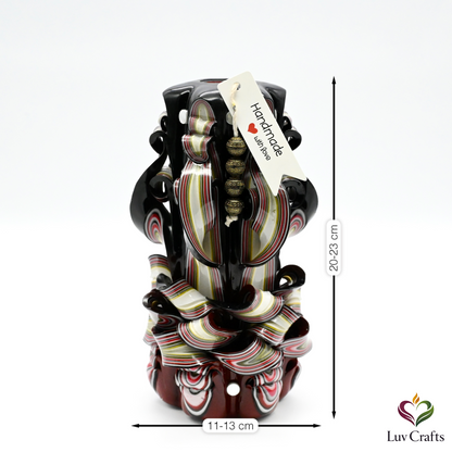 Crimson Noir Ribbons – Hand-Carved Luxury Candle