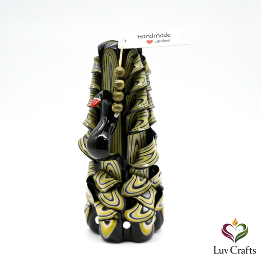 Obsidian Gold Swan Ribbons – Hand-Carved Luxury Candle