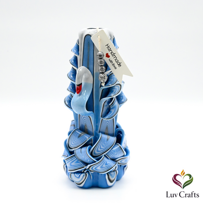 Azure Swan Ribbons – Hand-Carved Luxury Candle