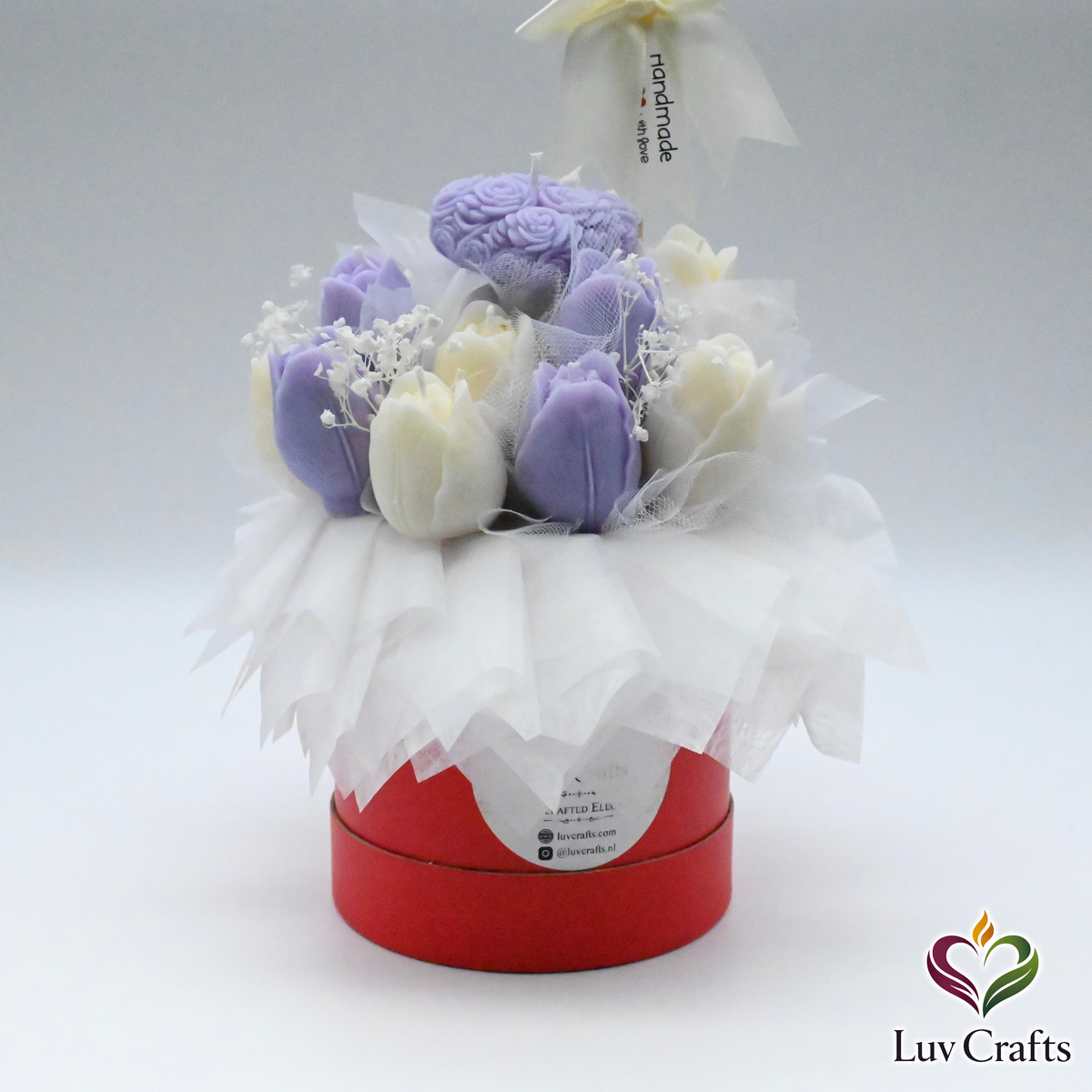 Lavender Tulip Bloom Box – Luxury Flower Candle Bouquet