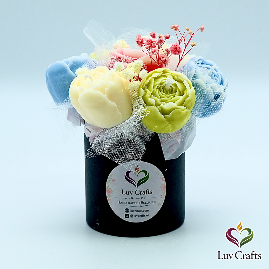 Pastel Garden Petite Bloom Box – Small Luxury Flower Candle Bouquet