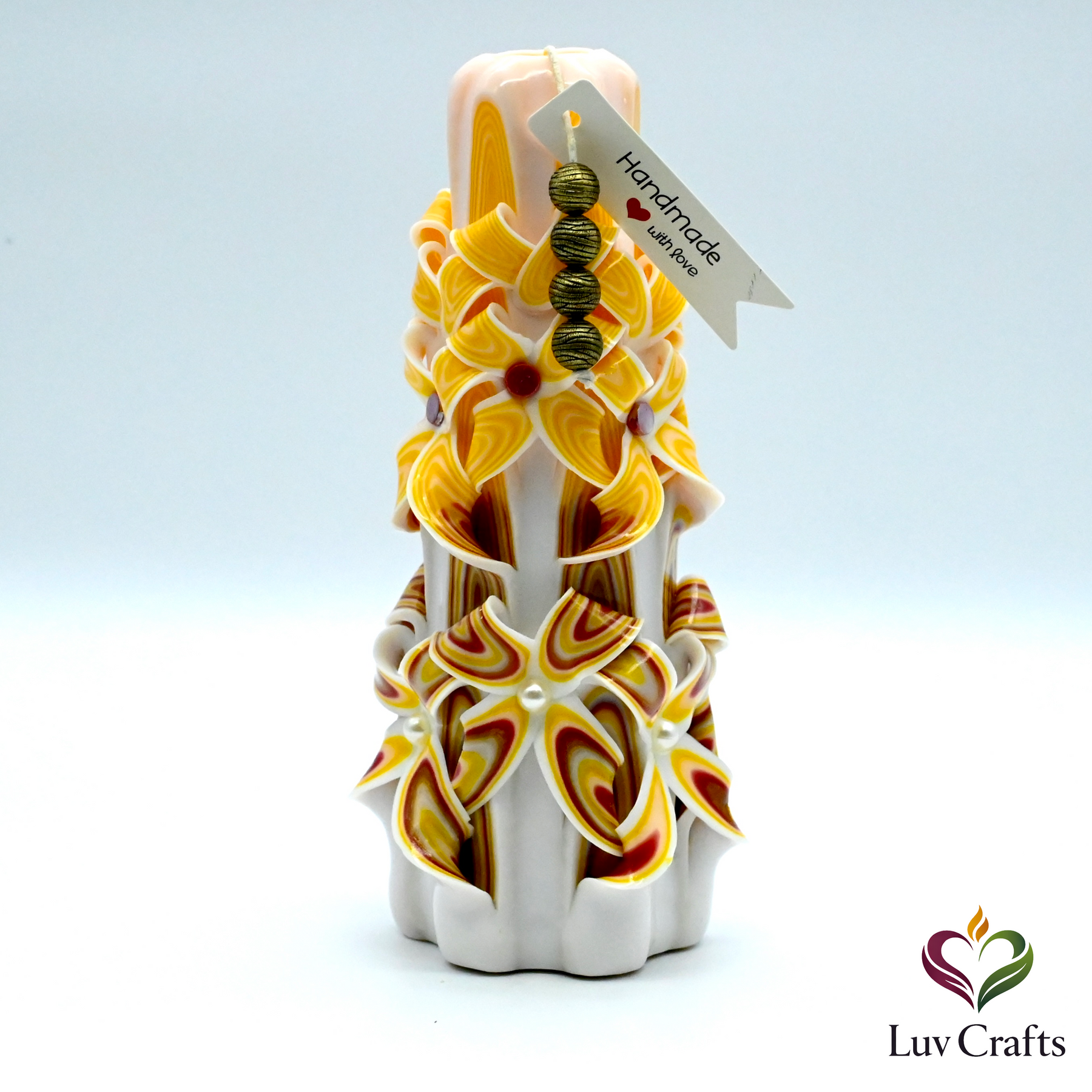 Golden Ember Ribbons – Hand-Carved Luxury Candle
