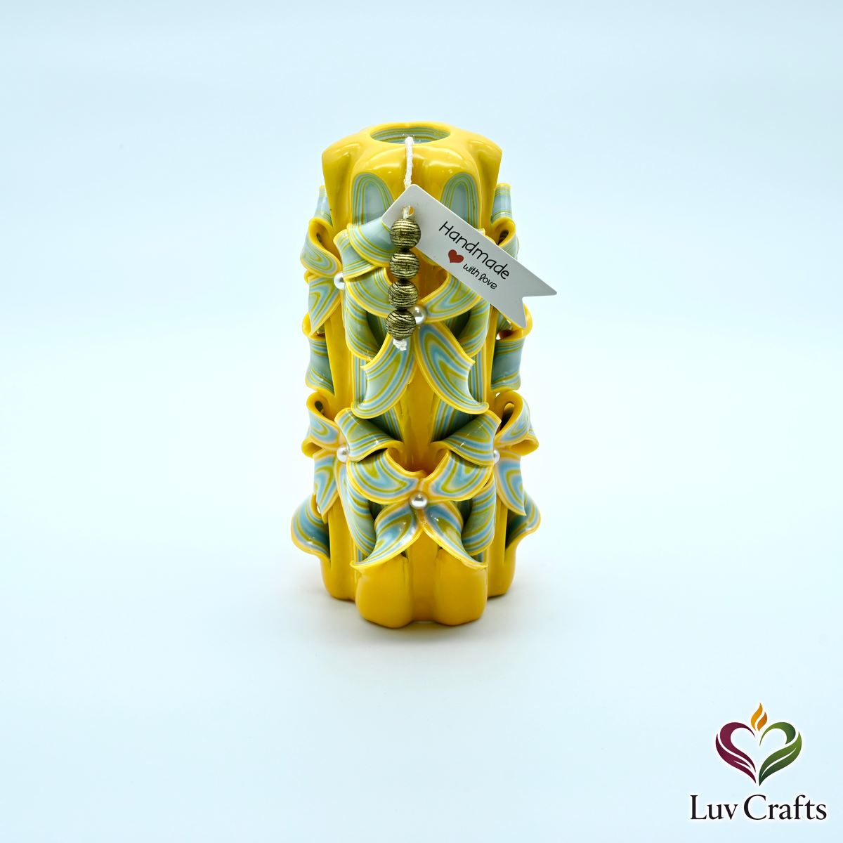Golden Horizon Ribbons – Hand-Carved Luxury Candle (Extra Large)