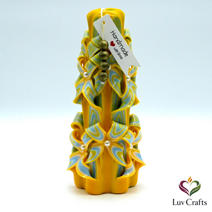 Golden Horizon Ribbons – Hand-Carved Luxury Candle (Large)