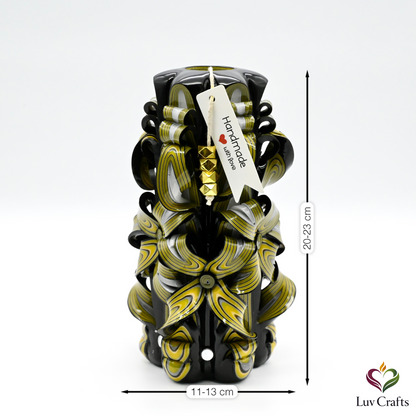 Obsidian Gold Ribbons – Hand-Carved Luxury Candle