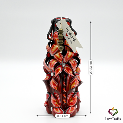 Crimson Ember Noir Ribbons – Hand-Carved Luxury Candle