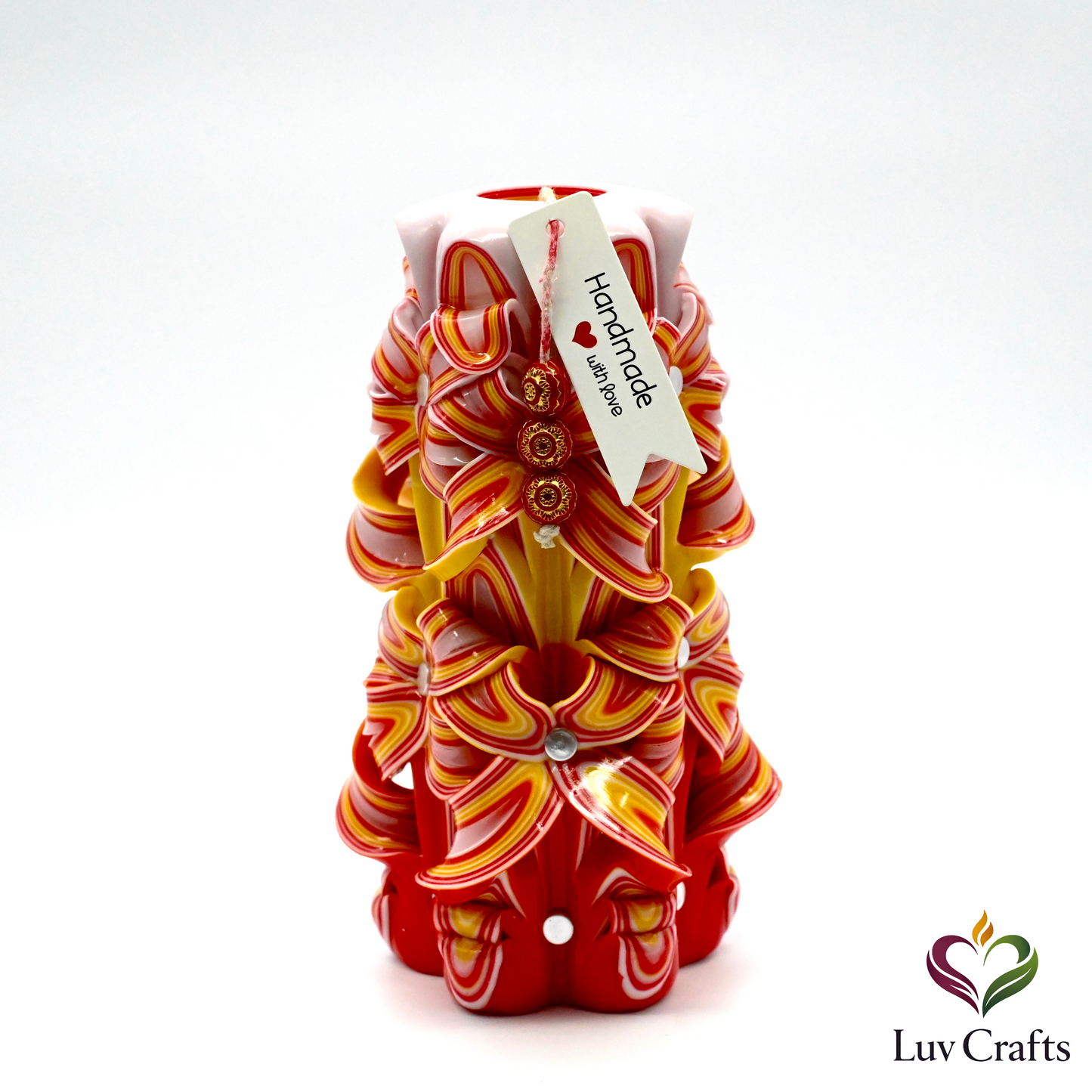 Scarlet Sunrise Ribbons – Hand-Carved Luxury Candle