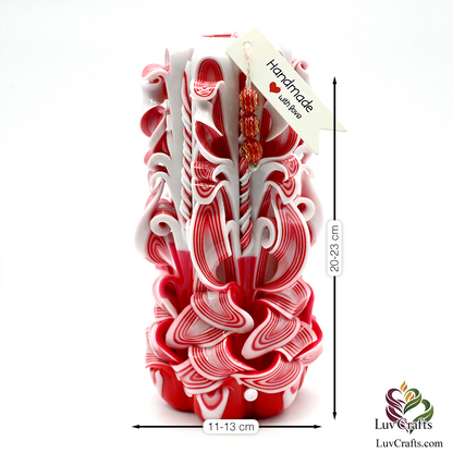 Candy Cane Red Ribbons – Hand-Carved Luxury Candle