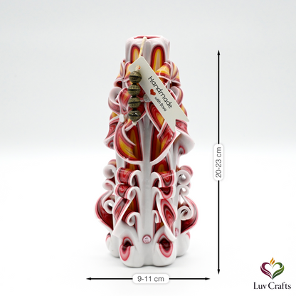 Crimson Ember Ribbons – Hand-Carved Luxury Candle