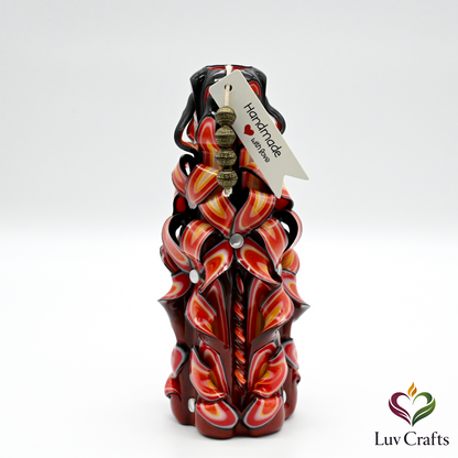 Crimson Ember Noir Ribbons – Hand-Carved Luxury Candle